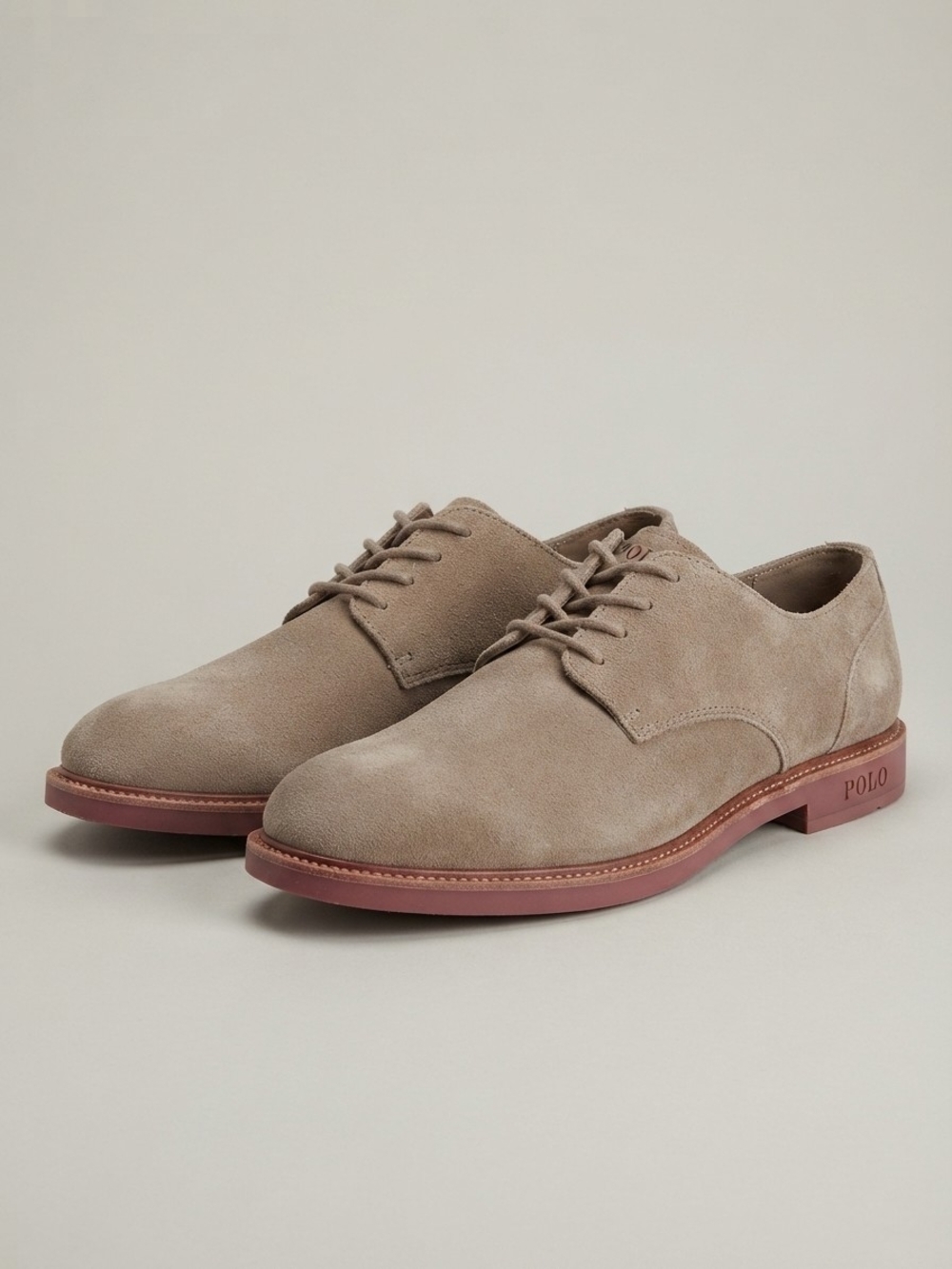 Polo Ralph Lauren Torngtn Suede Oxford Dress Shoes Taupe Tan 10.5D